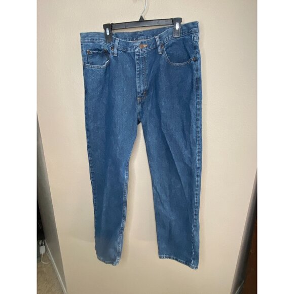 Wrangler Mens Classic Regular Fit‎ Jeans Size 38x30 in Blue Denim Straight Leg - Picture 2 of 7